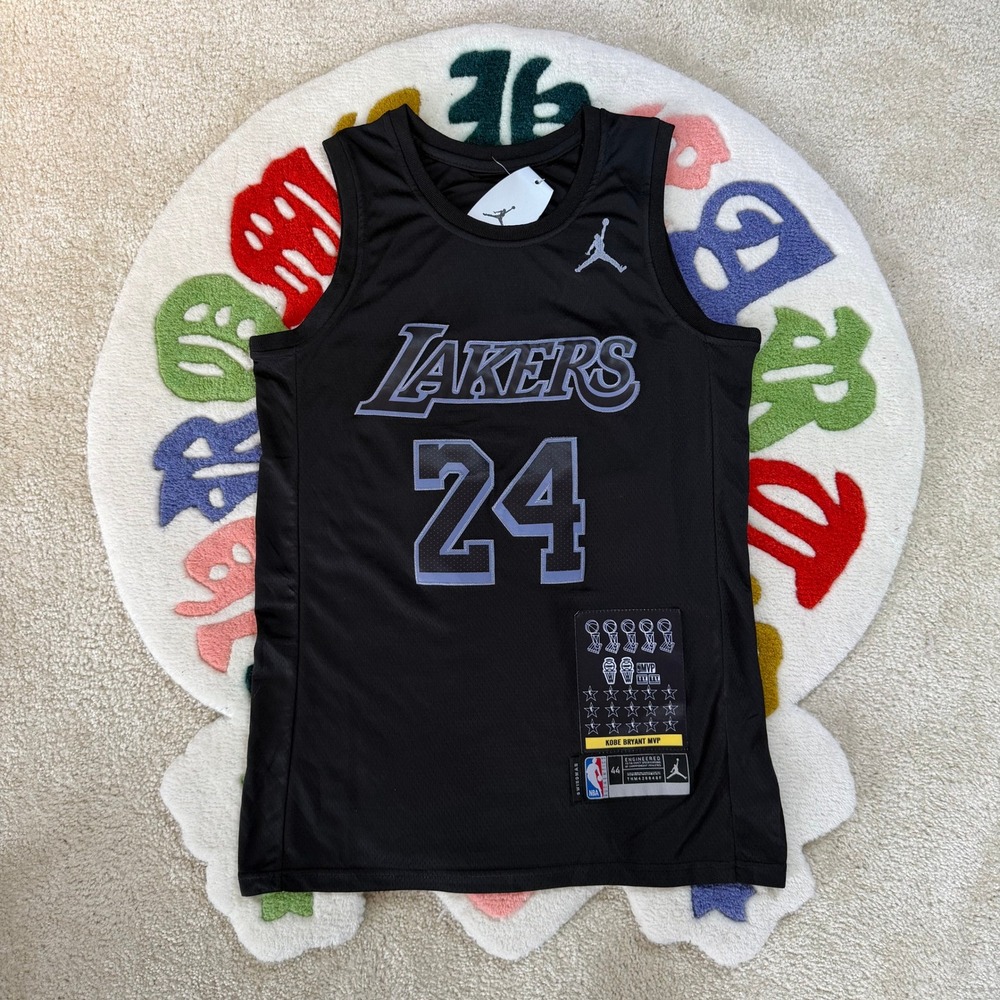 Jordan Kobe Bryant Lakers Jersey 24 Black Silver Swingman NWT Size 44 Medium